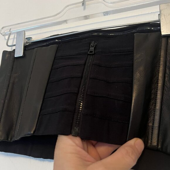 Alice + Olivia Top 2 Womens New $348 Black Lamb Leather Bandeau Zip Crop Corset - Picture 3 of 8